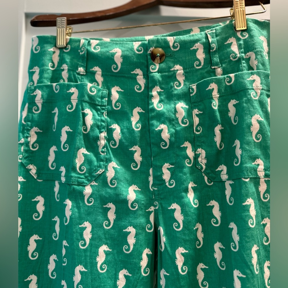 Pilcro by Anthropologie Green Linen Wide Leg Pants - Picture 2 of 7